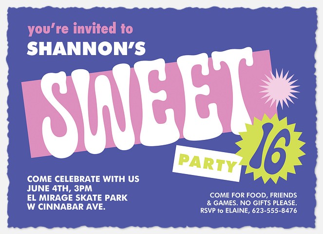 Sweet Sixteen Kids' Birthday Invitations