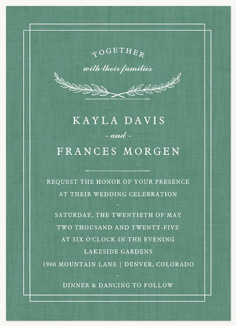 Evergreen Romance Wedding Invitations