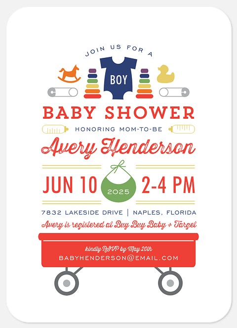 Toy Wagon Baby Shower Invitations