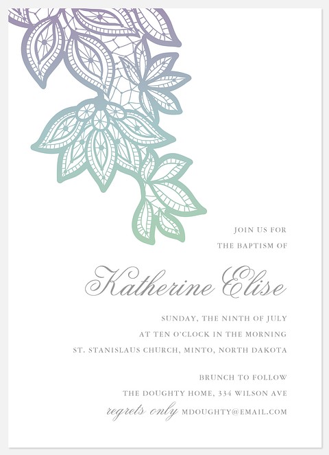 Rainbow Elegance Baptism Christening Invitations