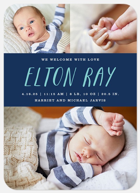 Bold Banner Baby Birth Announcements