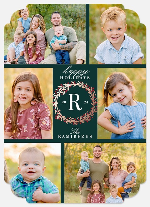 Monogram Wreath Holiday Photo Cards