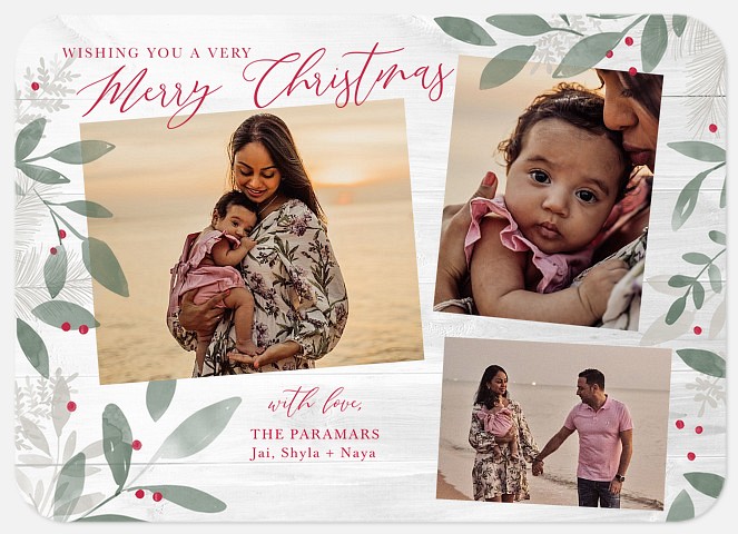 Country Greenery Holiday Photo Cards