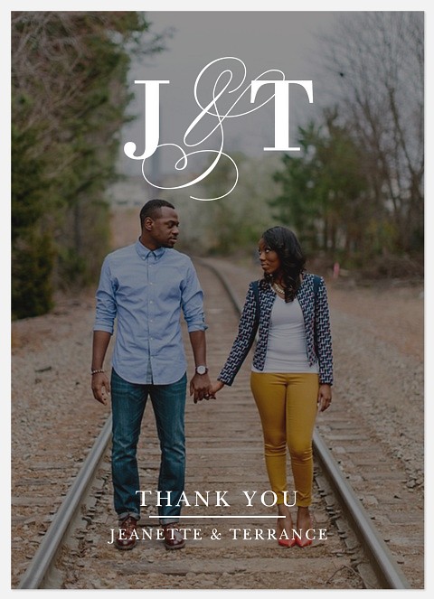 Overlaid Initials Thank You Cards 