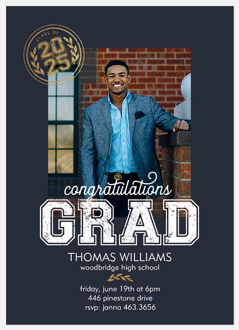 Golden Stamp Graduation Invitations
