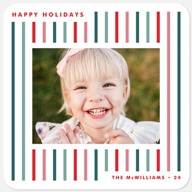 Candy Stripe Cheer Holiday Photo Cards