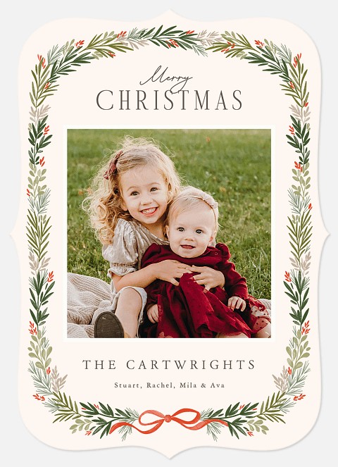 Garland Frame New Years Photo Cards