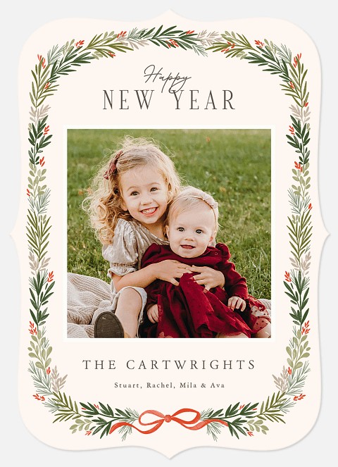 Garland Frame New Years Photo Cards