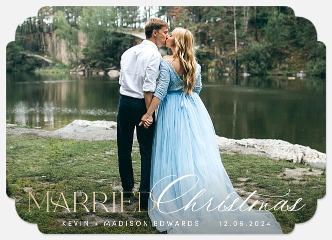 Married Script Newlywed Christmas Cards