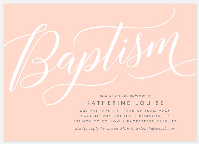 Heavenly Flourish Girl Baptism Invitations