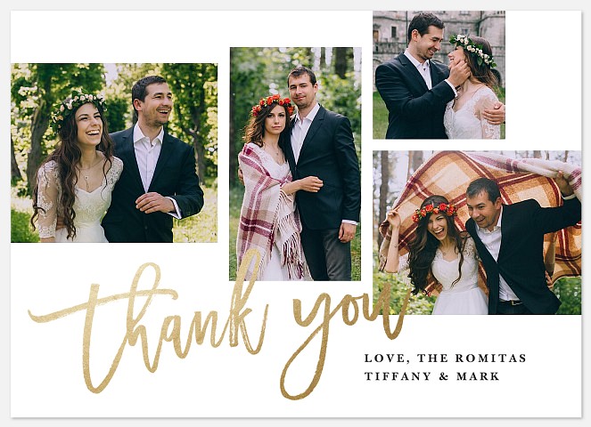 Whimsical Grid Wedding Thank You Cards
