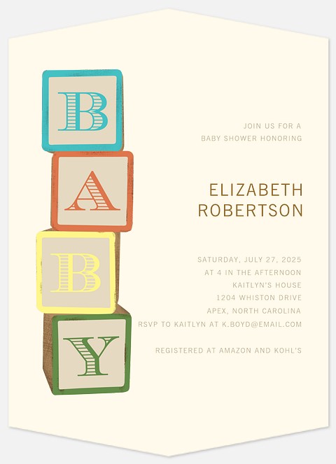 Baby Blocks Baby Shower Invitations