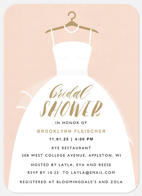 White Dress Bridal Shower Invitations