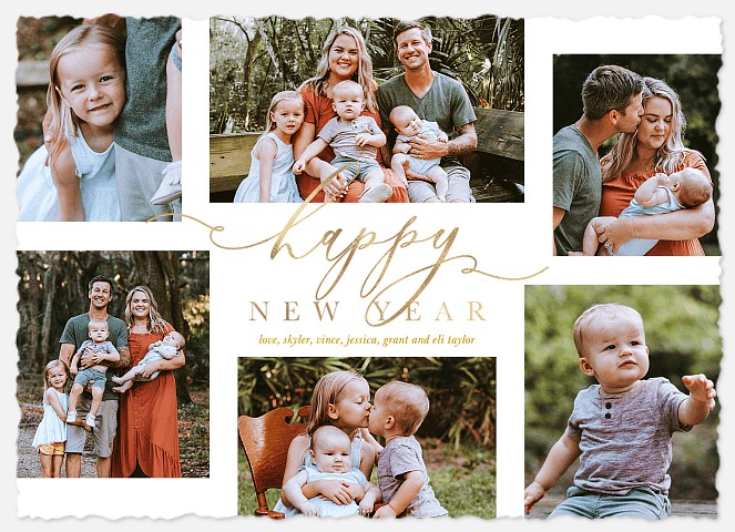 Script in Gold New Years Photo Cards