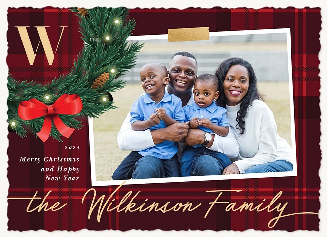 Monogram Wreath Personalized Holiday Cards