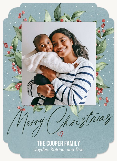 Whimsical Holly Personalized Holiday Cards