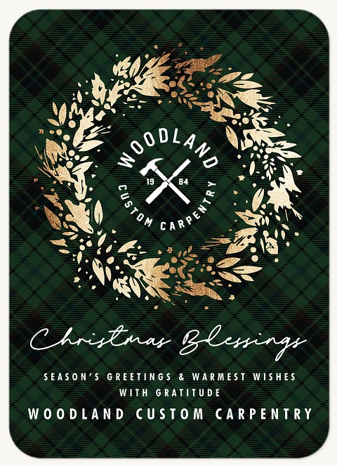 Tartan Foliage Business Holiday Cards