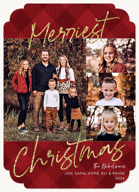 Flannel Sparkle Personalized Holiday Cards