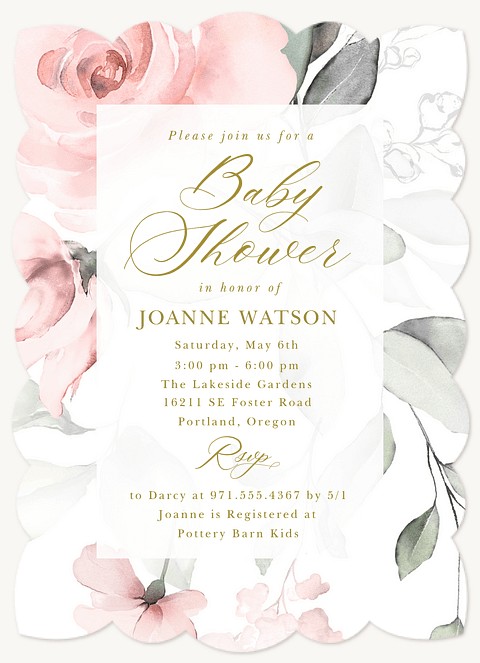 Painted Foliage Baby Shower Invites
