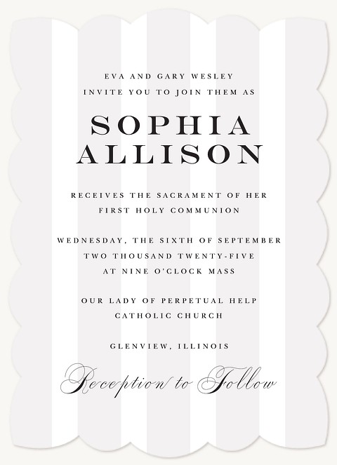 Statement Stripes First Communion Invitations