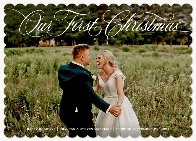 Calligraphic Bliss Personalized Holiday Cards