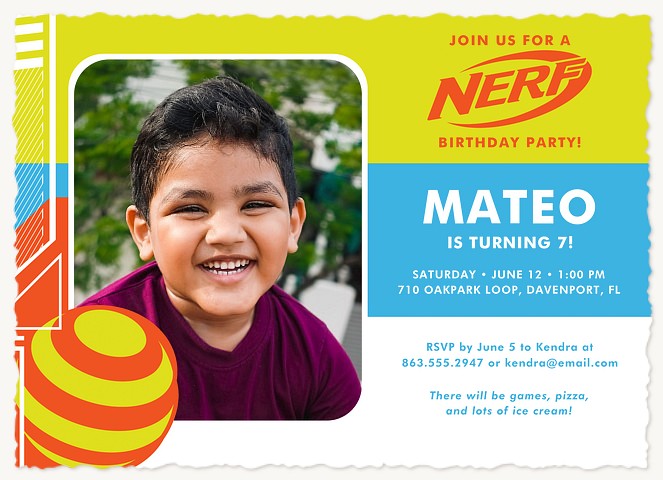 Nerf Big Blast Kids Birthday Invitations