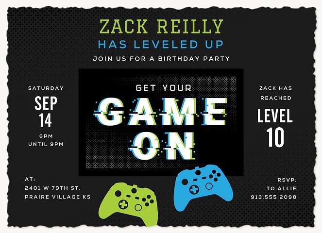 Level Up Kids Birthday Invitations