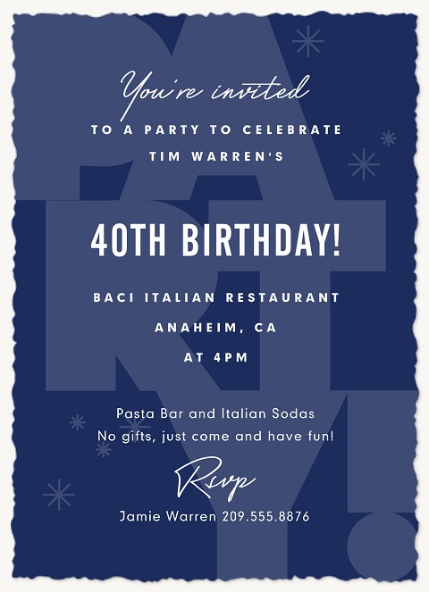 Big Letter Party Adult Birthday Party Invitations