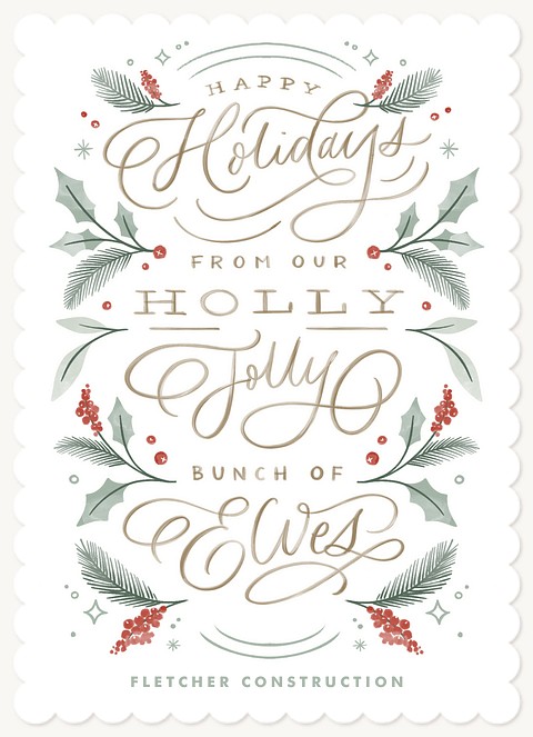 Holly Jolly Elves Business Holiday Cards