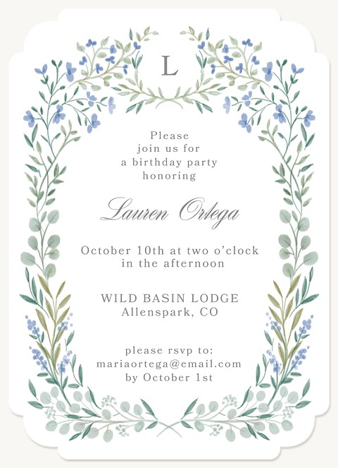 Meadow Crest Adult Birthday Party Invitations