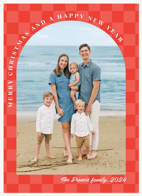 Checkered Arch Personalized Holiday Cards