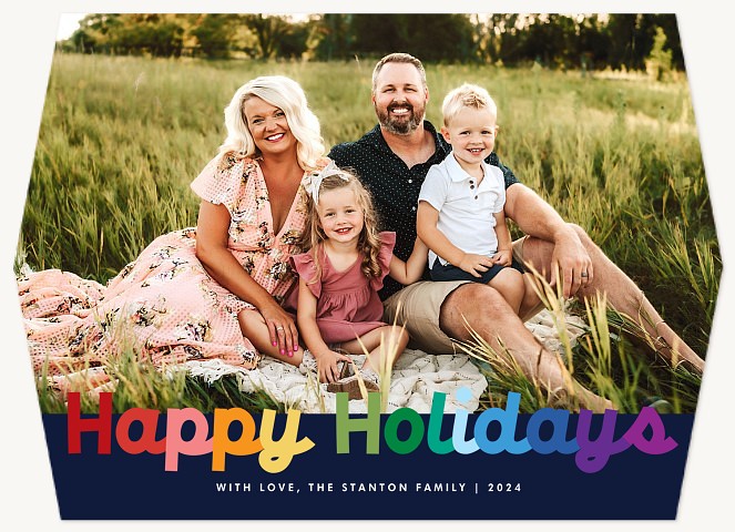 Rainbow Script Personalized Holiday Cards
