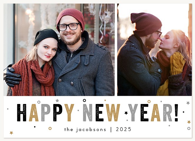 Starlight Confetti Personalized Holiday Cards