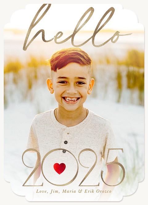 Hello Script Personalized Holiday Cards