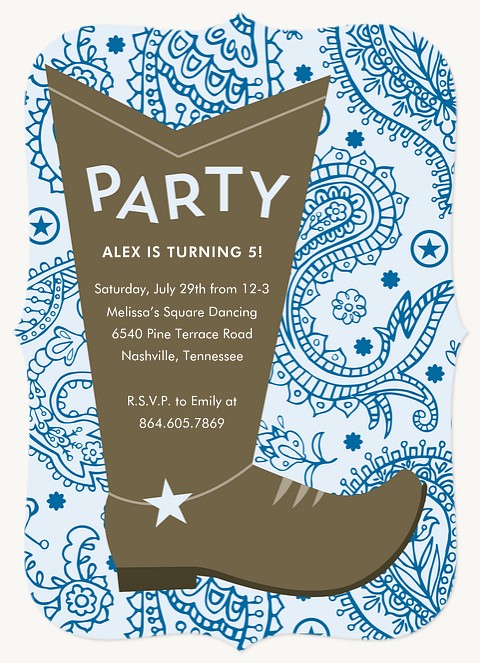 Howdy, Partner Kids Birthday Invitations