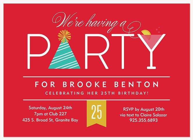 Party Perfect Adult Birthday Party Invitations