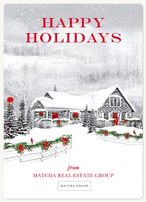 Snowy Cottage Business Holiday Magnets