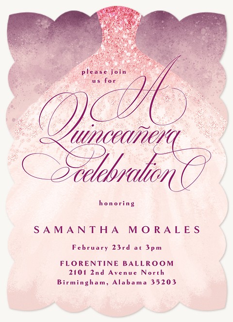 Sparkly Dress Quinceañera Invitations