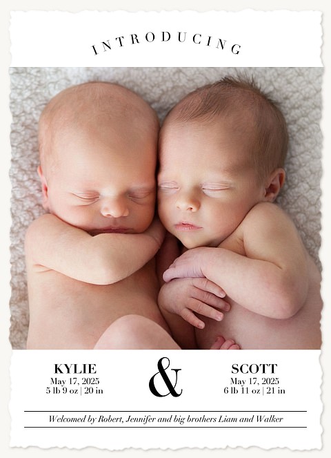 Adorable Ampersand Twin Birth Announcements