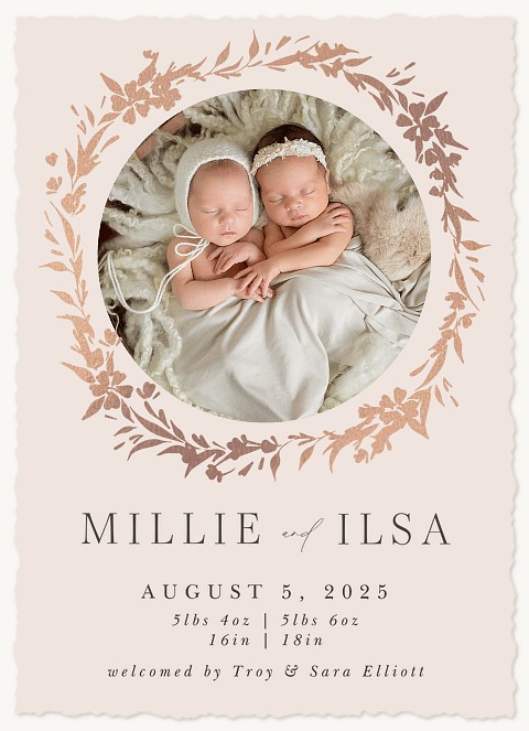 Storybook Wreath Twin Birth Announcements