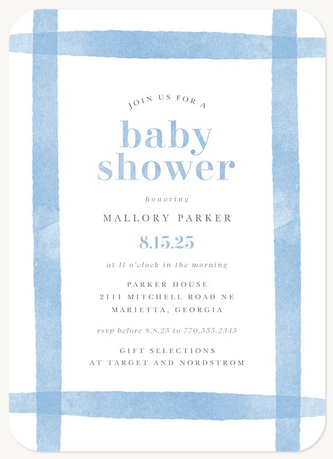 Painted Gingham Baby Shower Invites