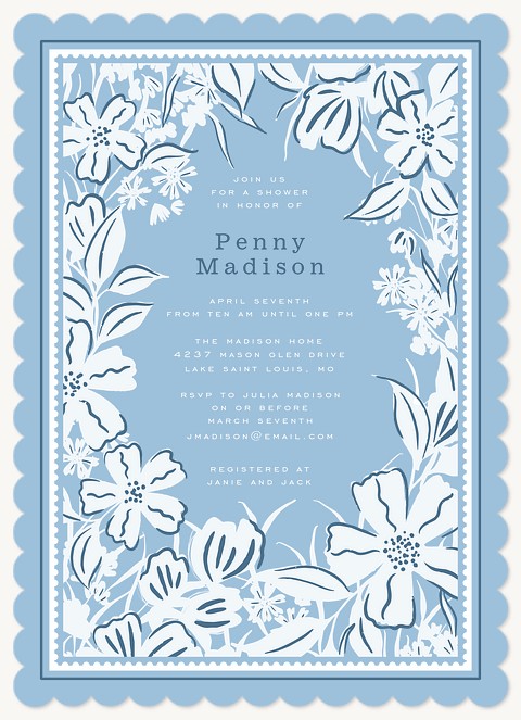 Floral Silhouette Baby Shower Invites