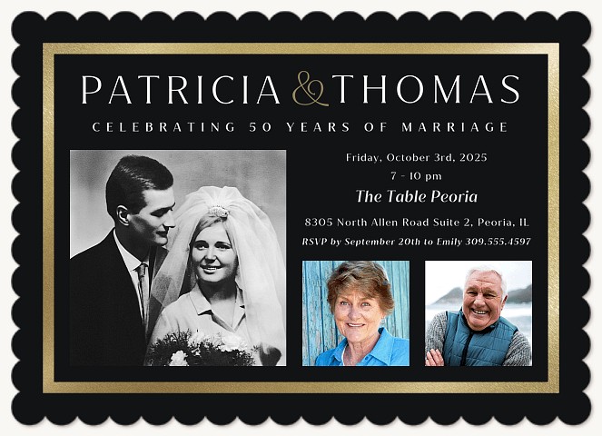 Framed in Gold Wedding Anniversary Invitations
