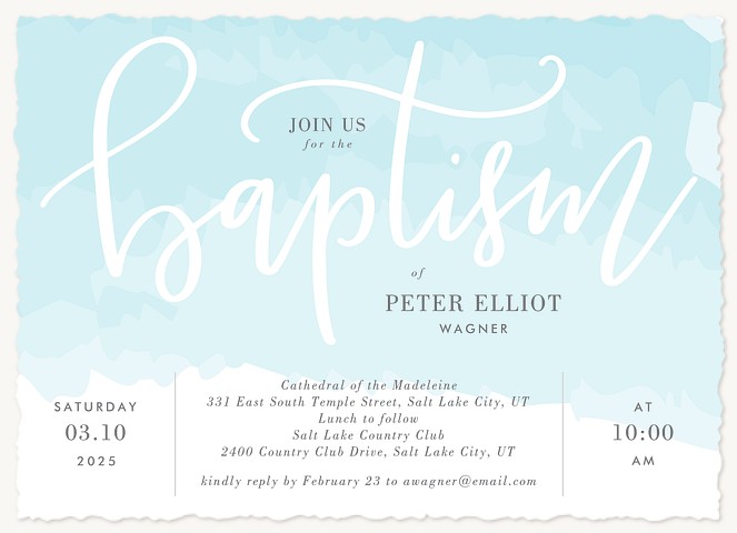 Watercolor Flourish Baptisms & Christening Invitations
