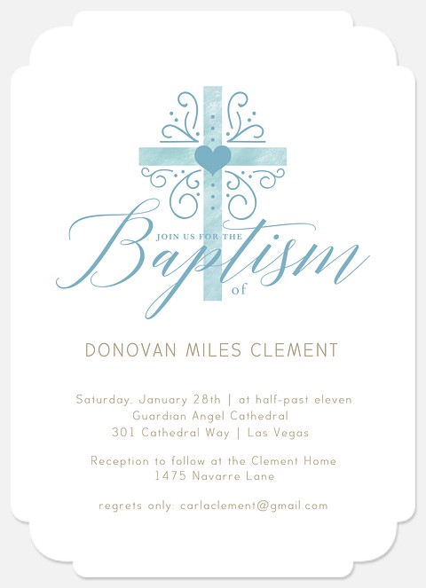 Blessed Heart Baptism Christening Invitations