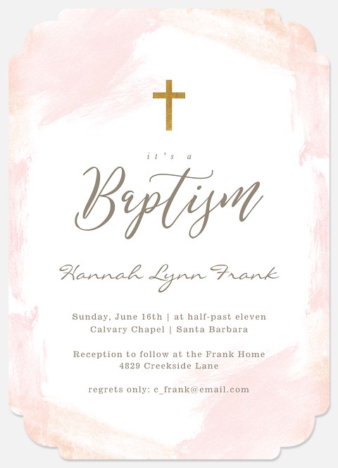 Brushed Abstract Girl Baptism Invitations