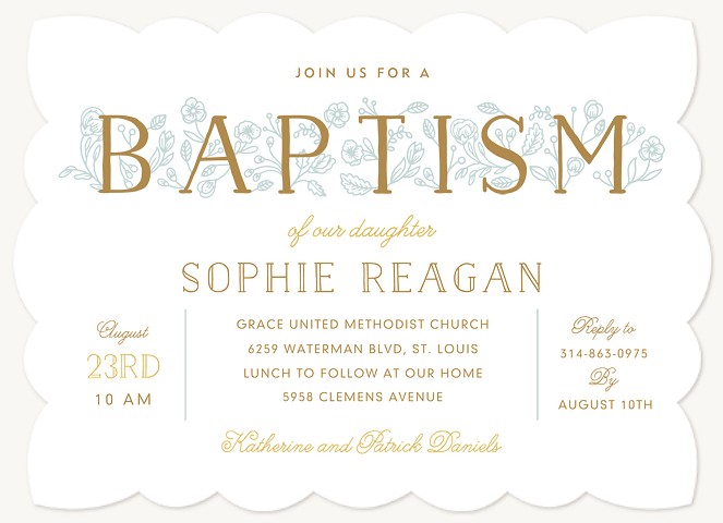 Floral Letters Baptisms & Christening Invitations