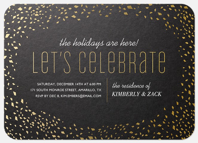 Glamour Confetti Holiday Party Invitations
