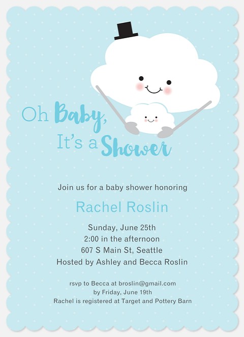 Fluffy Clouds Baby Shower Invitations