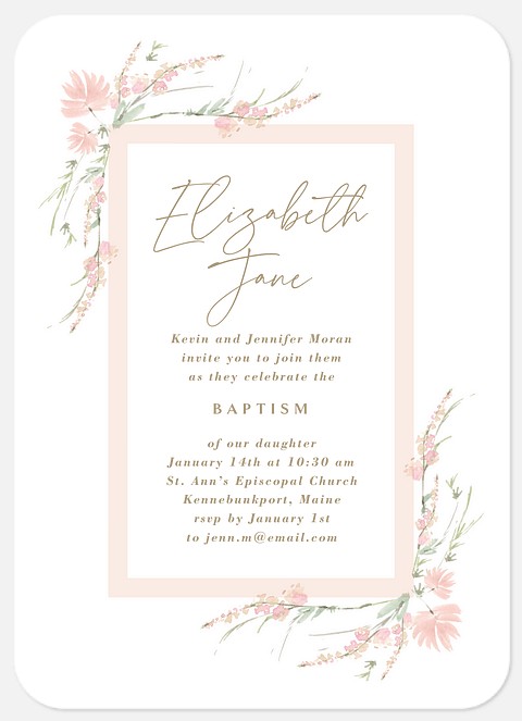 Sweet Blooms Baptism Christening Invitations